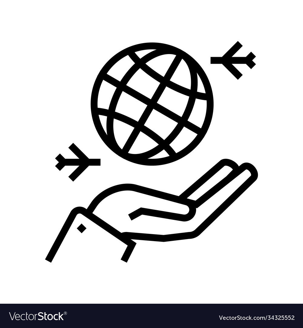 World travelling and remote work line icon