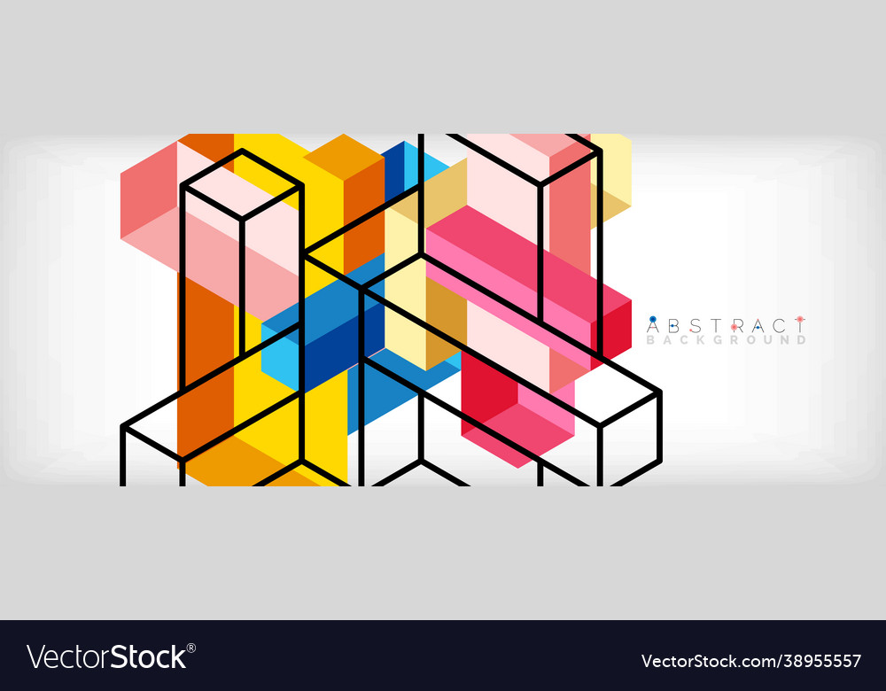 Abstract background 3d cubes cubic elements vector image Abstract background 3d cubes cubic elements