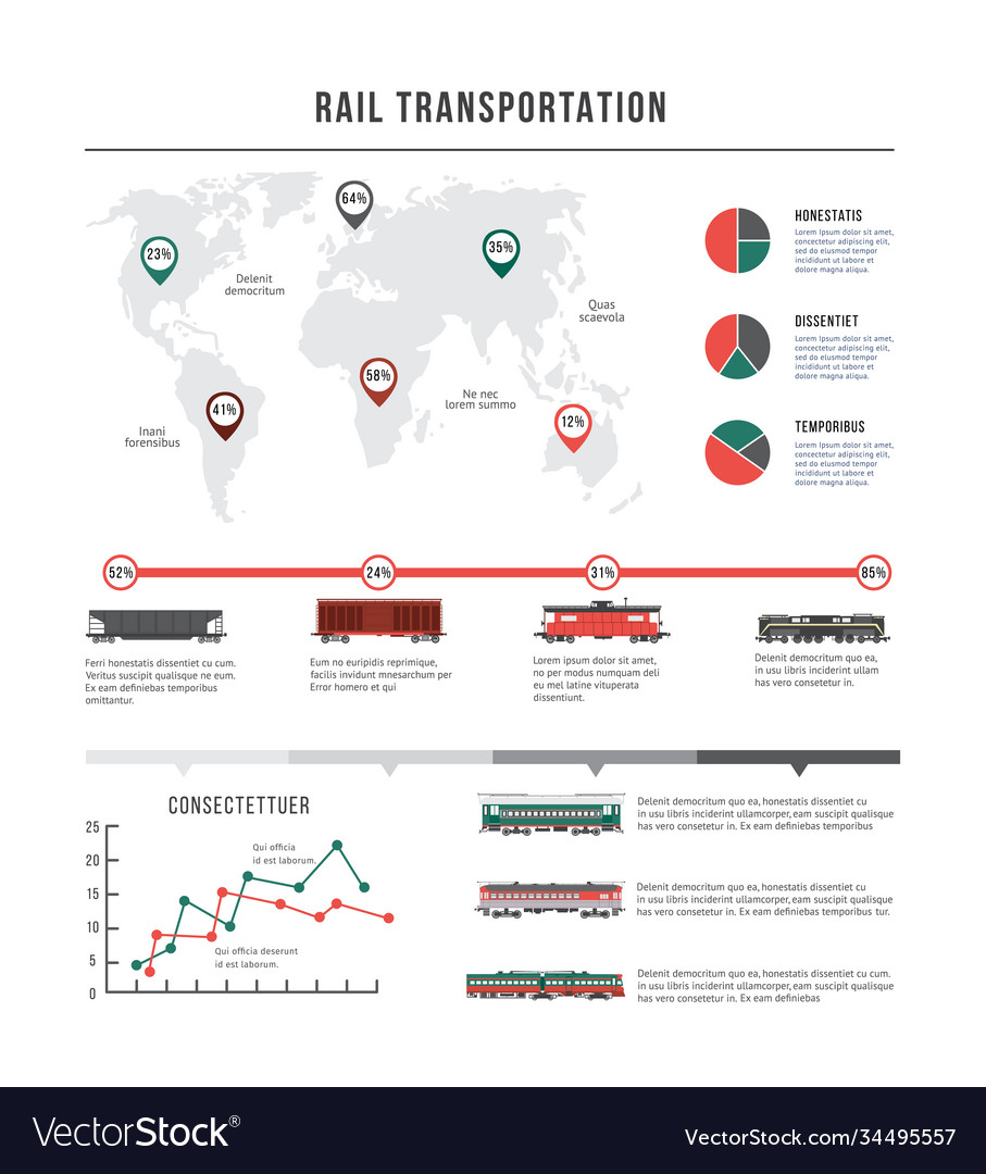 Banner with railway transport world map