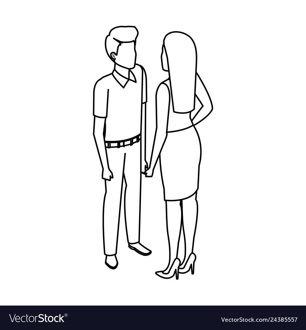 Business couple talking avatars characters Vector Image