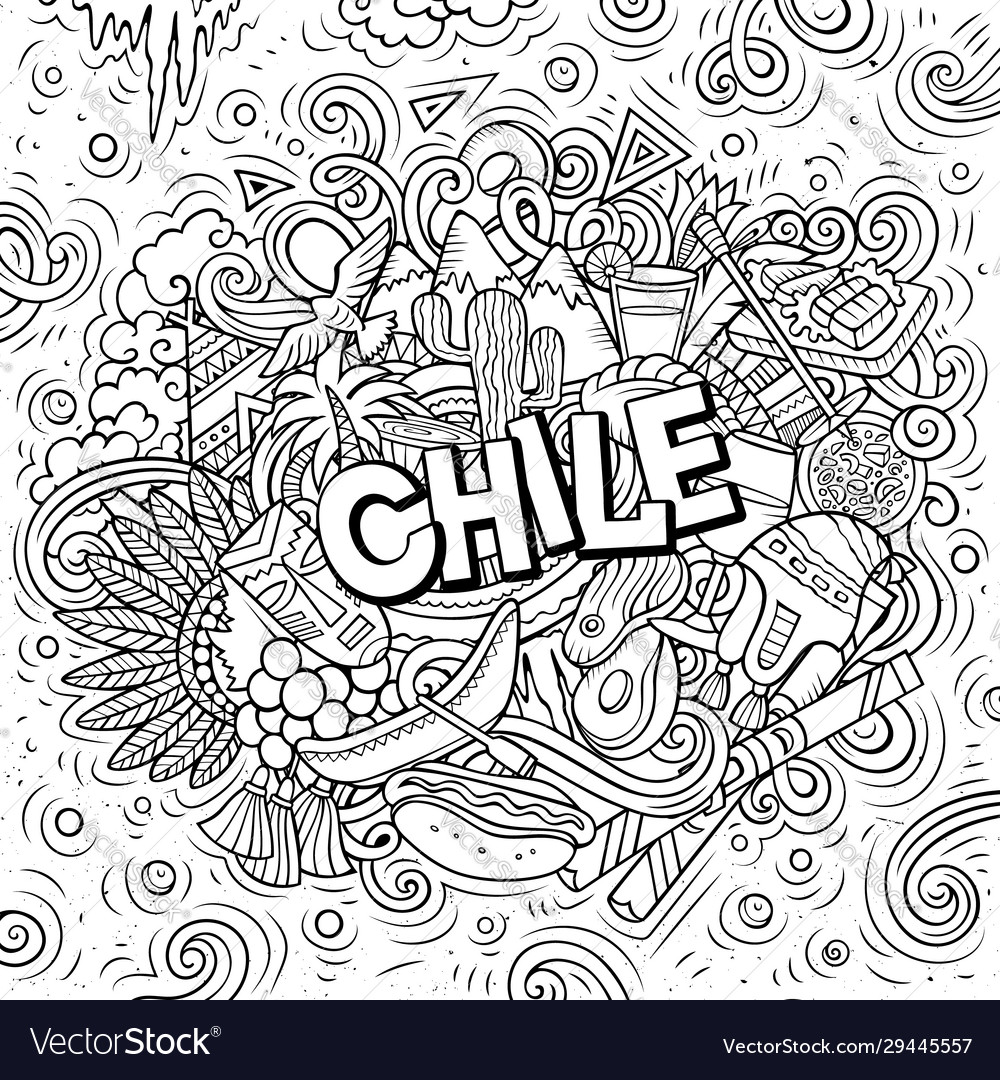 Chile hand drawn cartoon doodles Royalty Free Vector Image