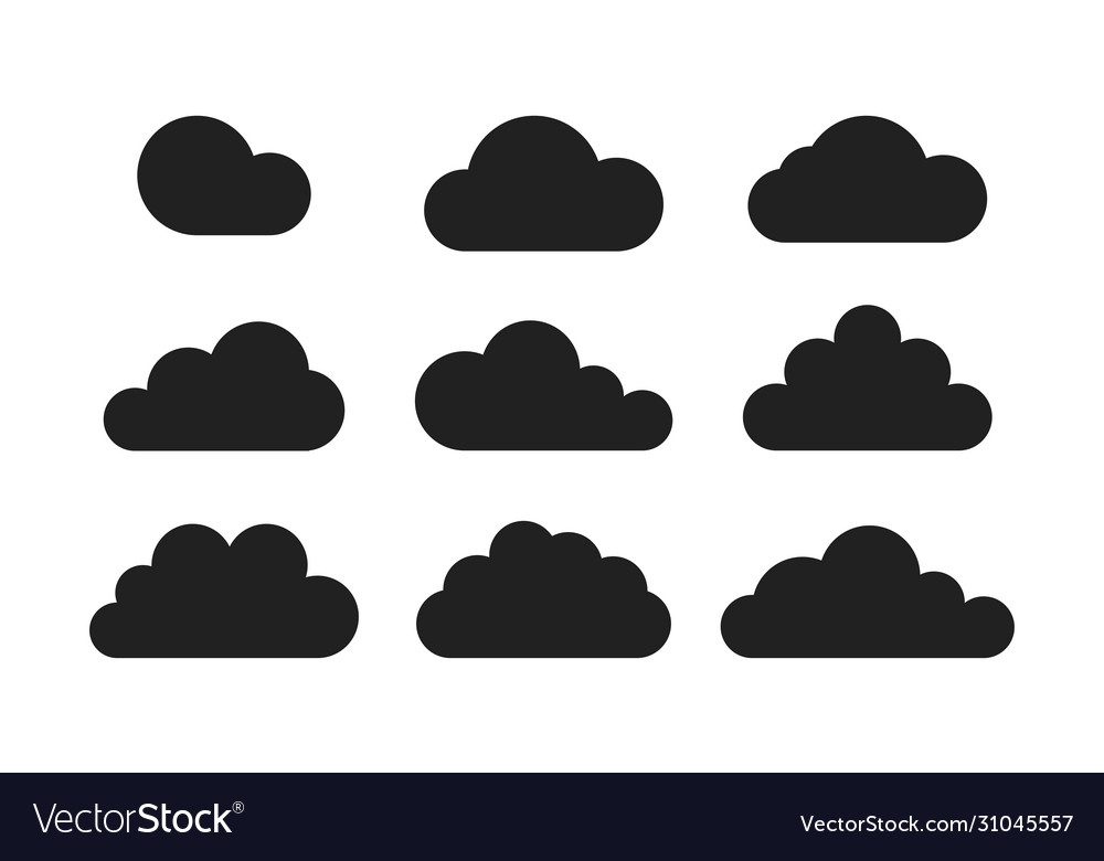 Clouds icons set flat abstract background vector image Clouds icons set flat abstract background