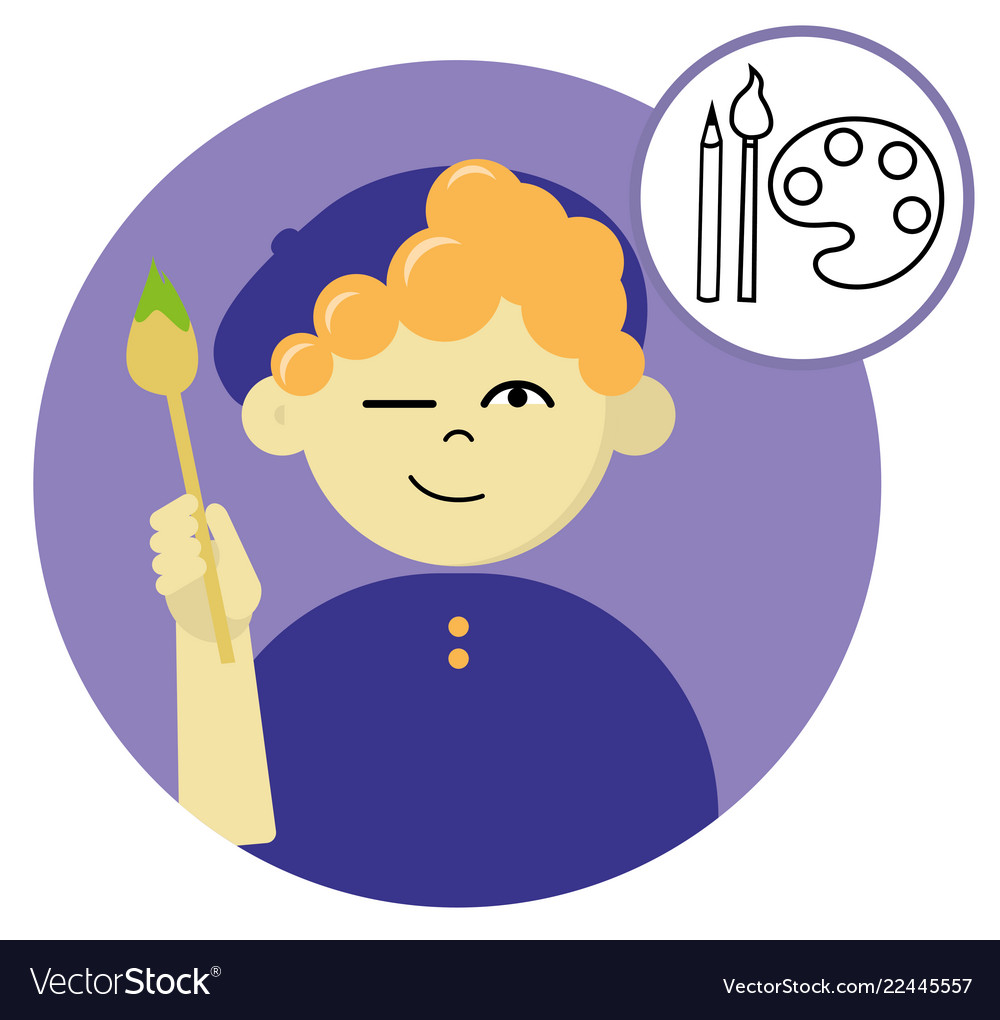 Flat round avatar of schoolboy my favorite vector image Flat round avatar of schoolboy my favorite