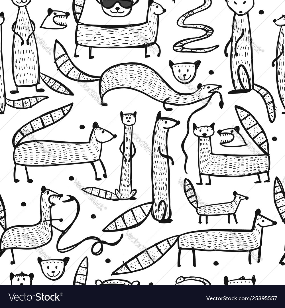 Funny mongooses seamless pattern for your design vector image Funny mongooses seamless pattern for your design