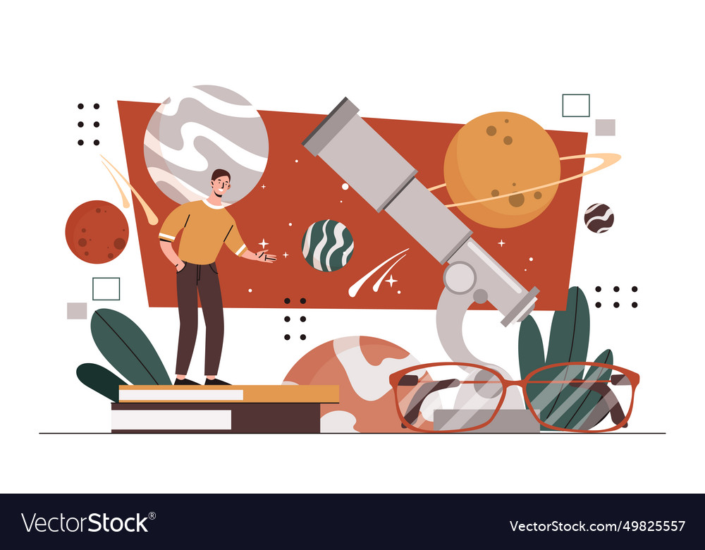 Man exploring space concept vector image Man exploring space concept