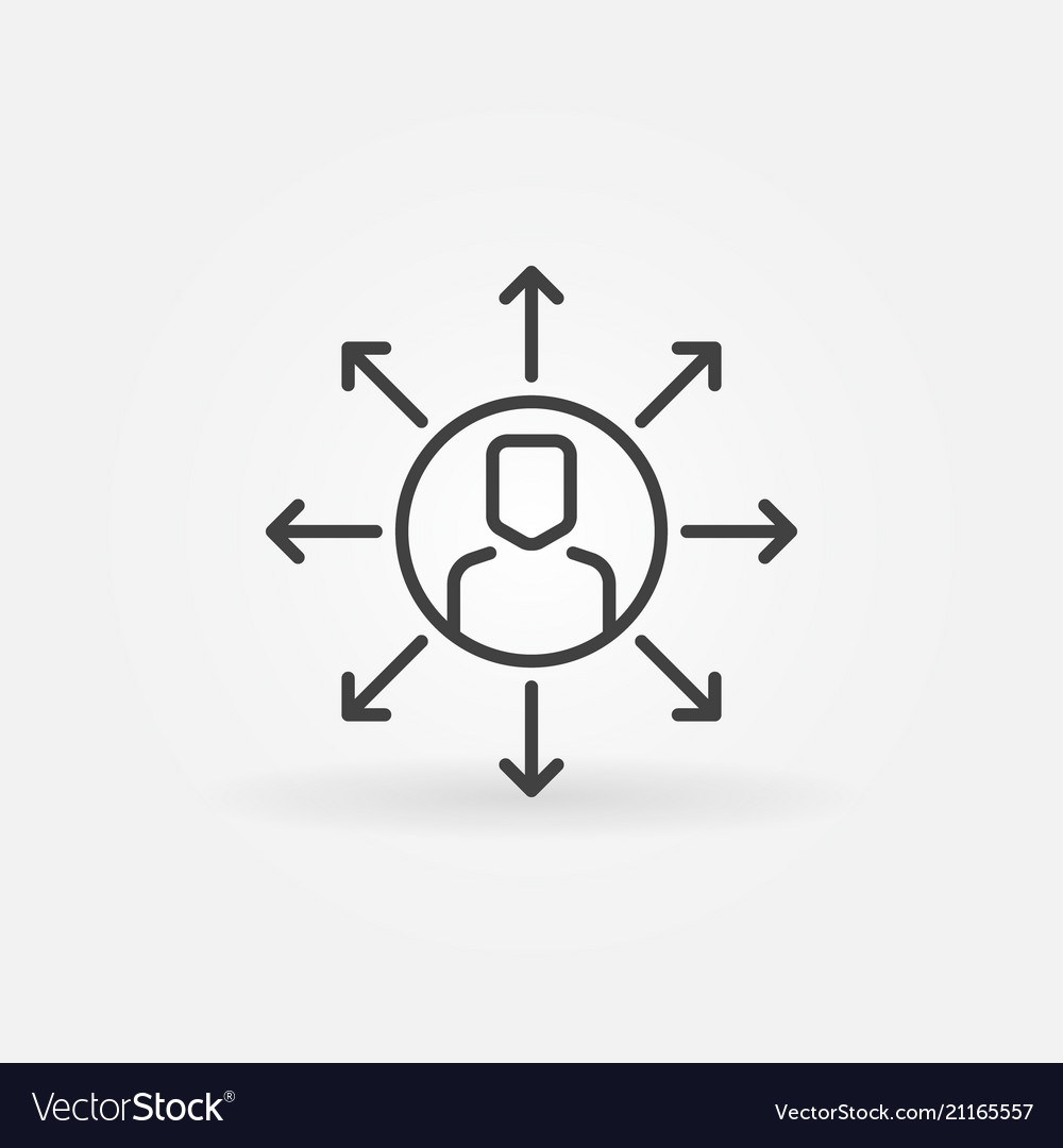 Man in circle with arrows line icon