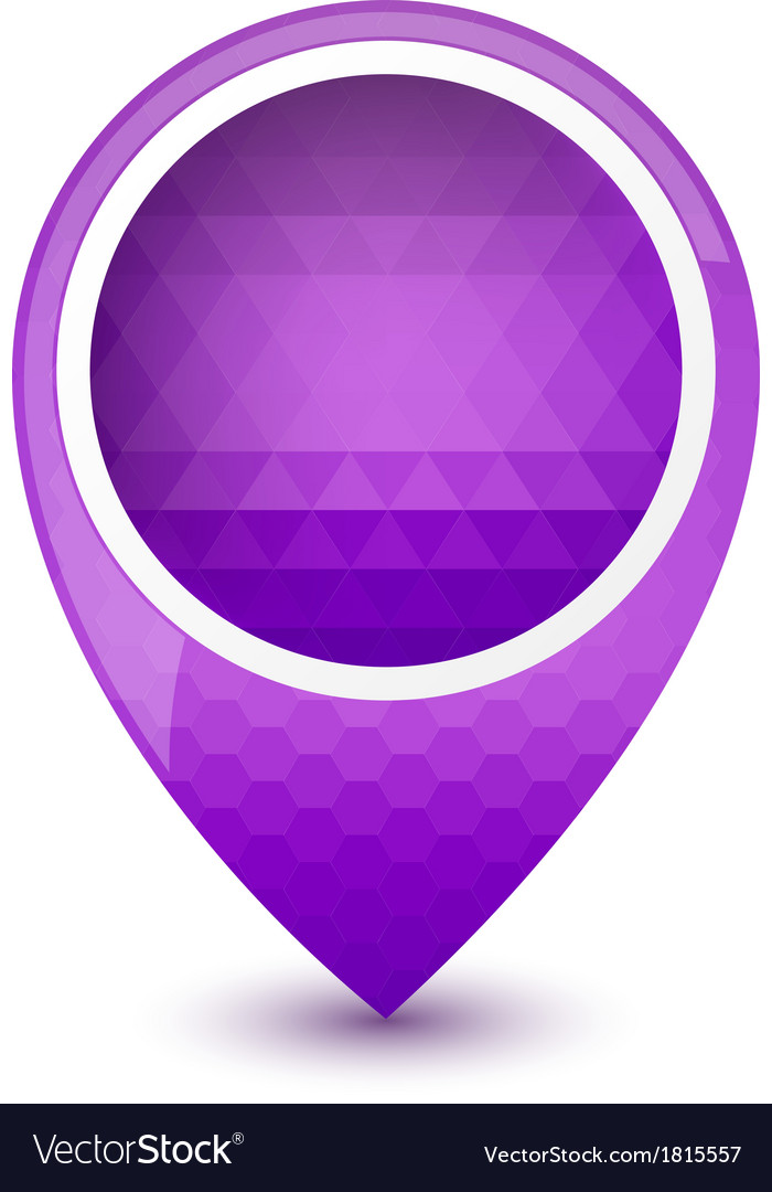Purple round 3D map pointer Royalty Free Vector Image