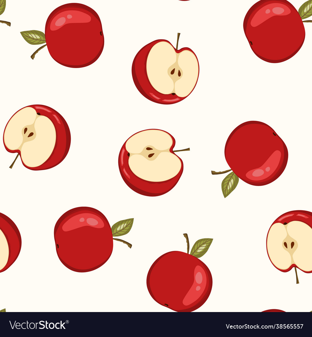 Seamless pattern with apple on white background
