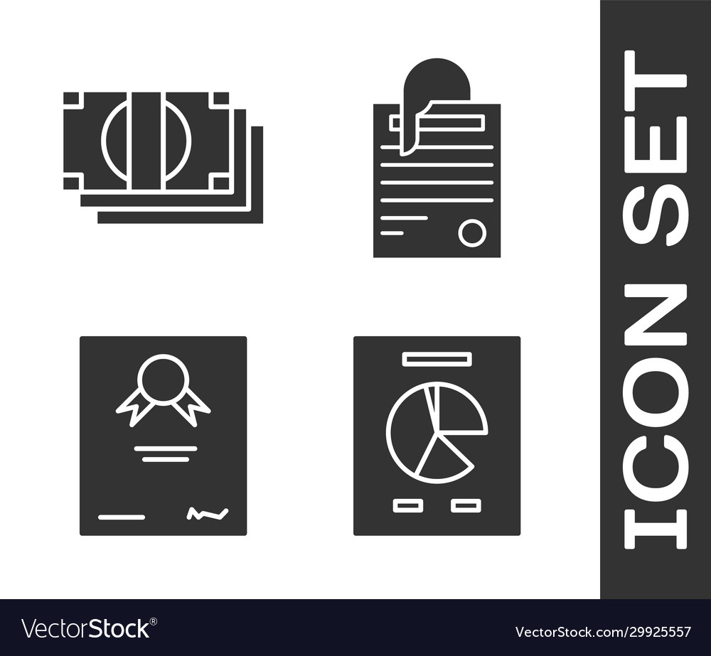 Set document with graph chart stacks paper money