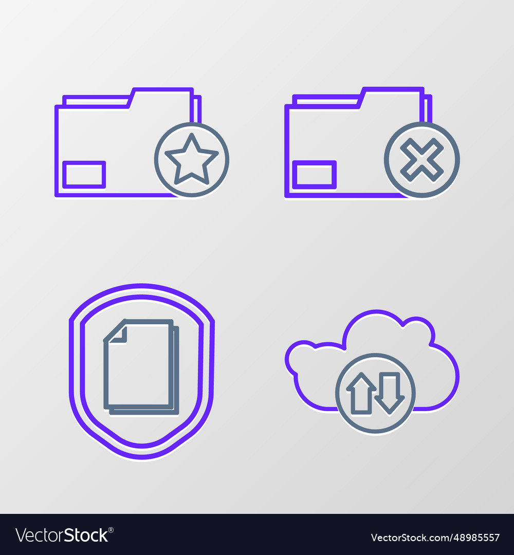 Set line cloud download and upload document vector image Set line cloud download and upload document