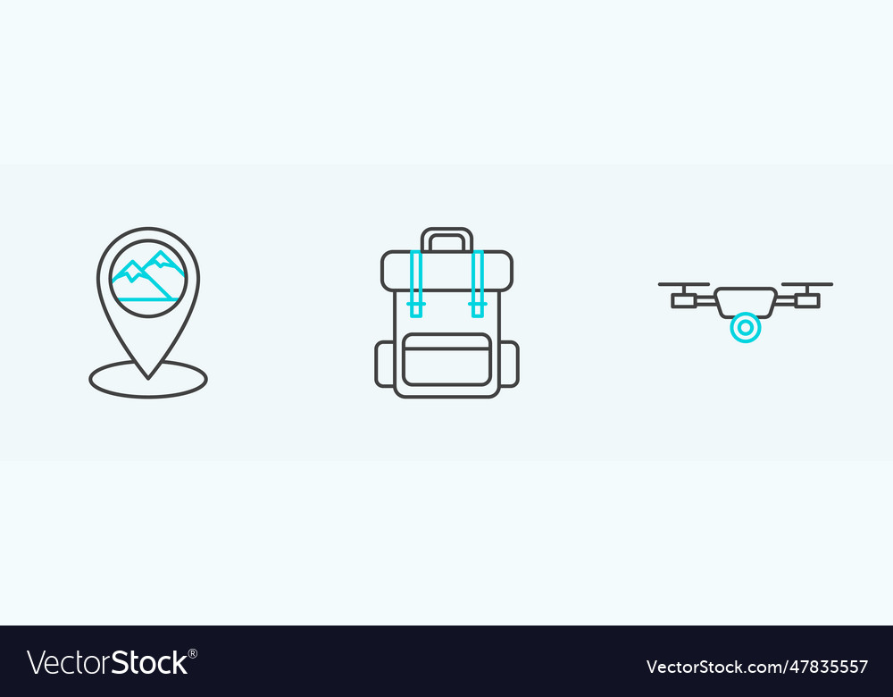 Set line drone flying with action video camera vector image Set line drone flying with action video camera