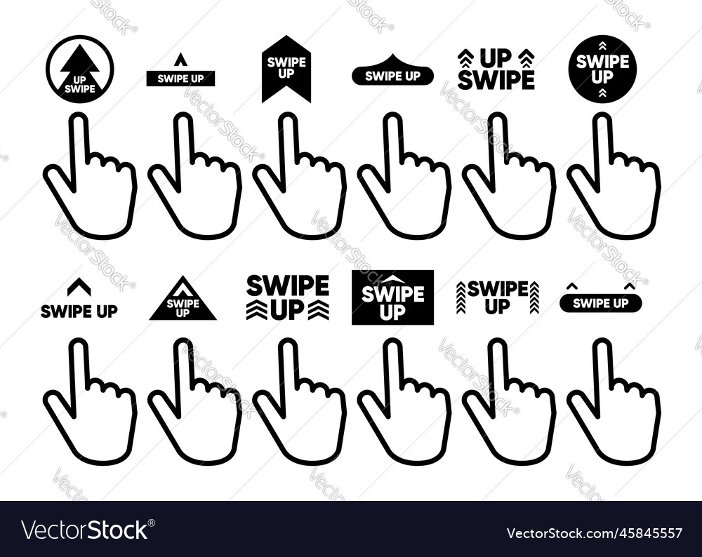 Swipe up icon collection in gradient style vector image Swipe up icon collection in gradient style