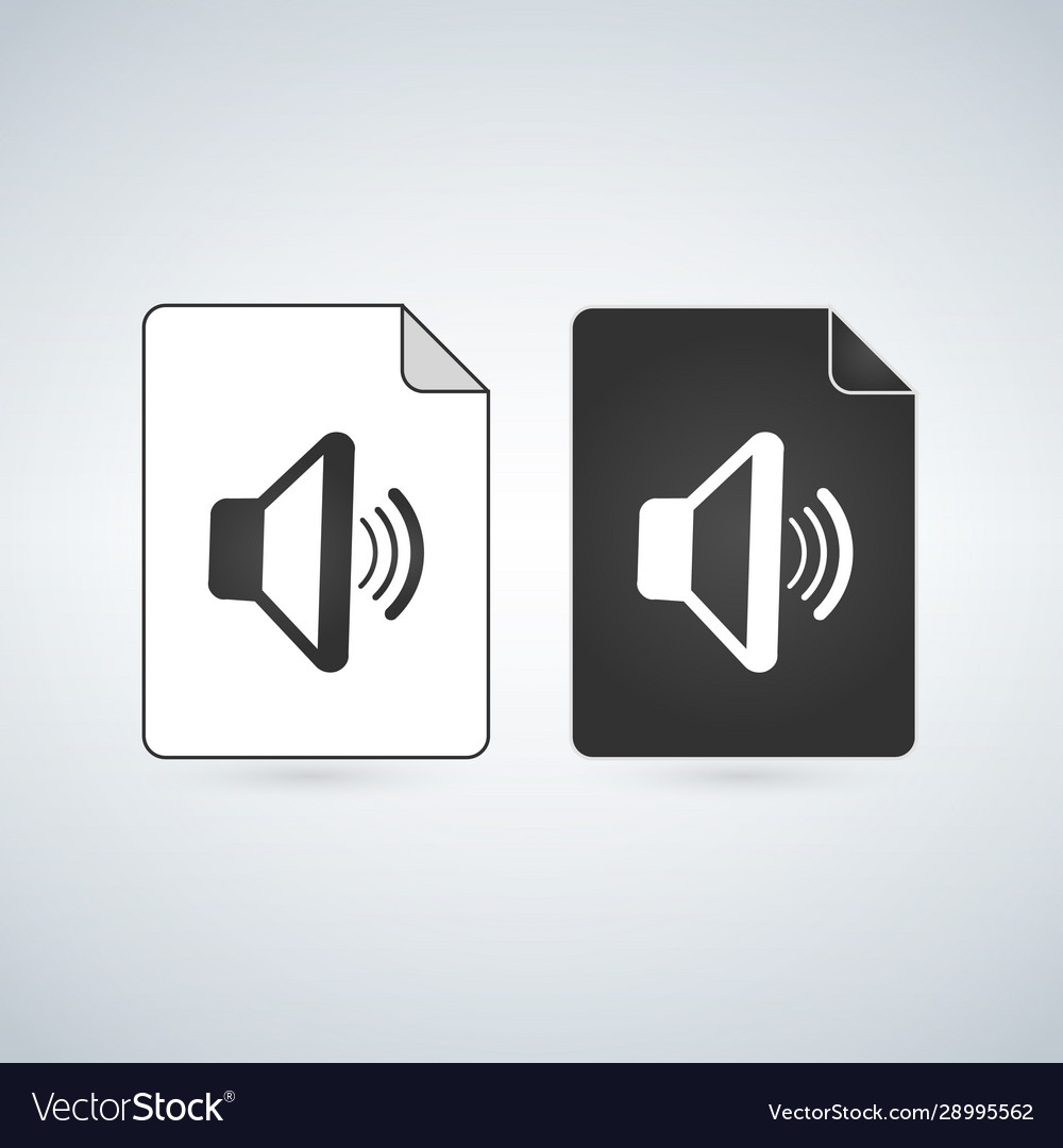 Black and white music sound file icon isolated