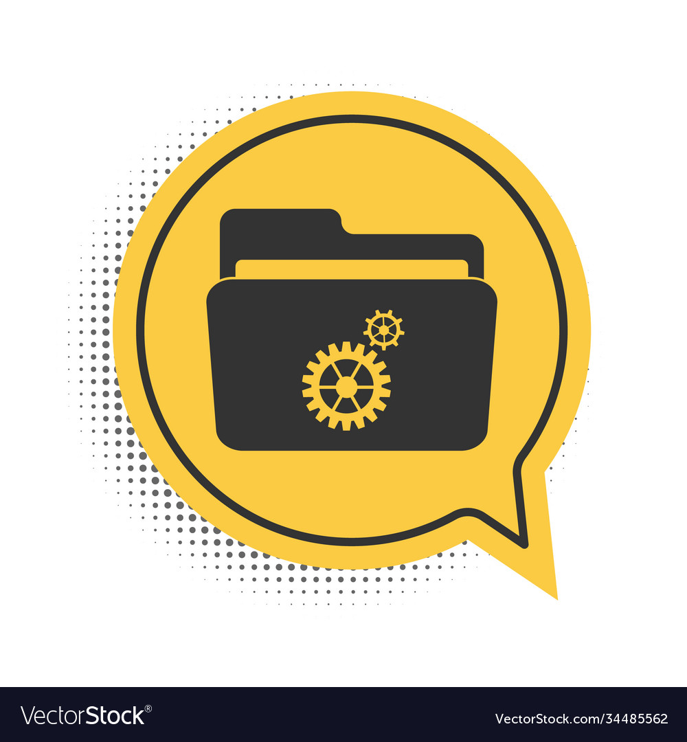 Black folder settings with gears icon isolated vector image Black folder settings with gears icon isolated