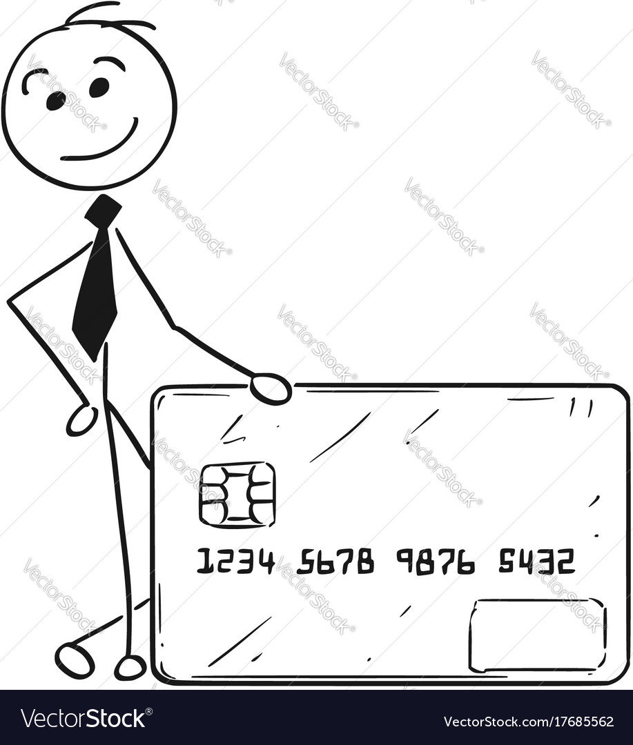 Cartoon of business man with credit debit card Vector Image