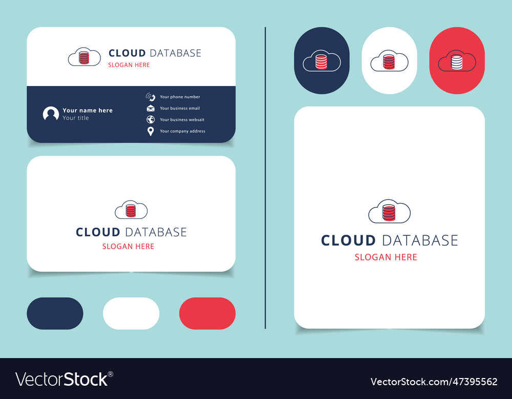 Cloud database logo design with editable slogan vector image Cloud database logo design with editable slogan