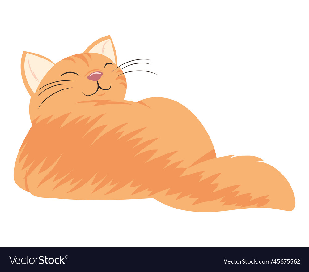 Cute yellow cat lying Royalty Free Vector Image