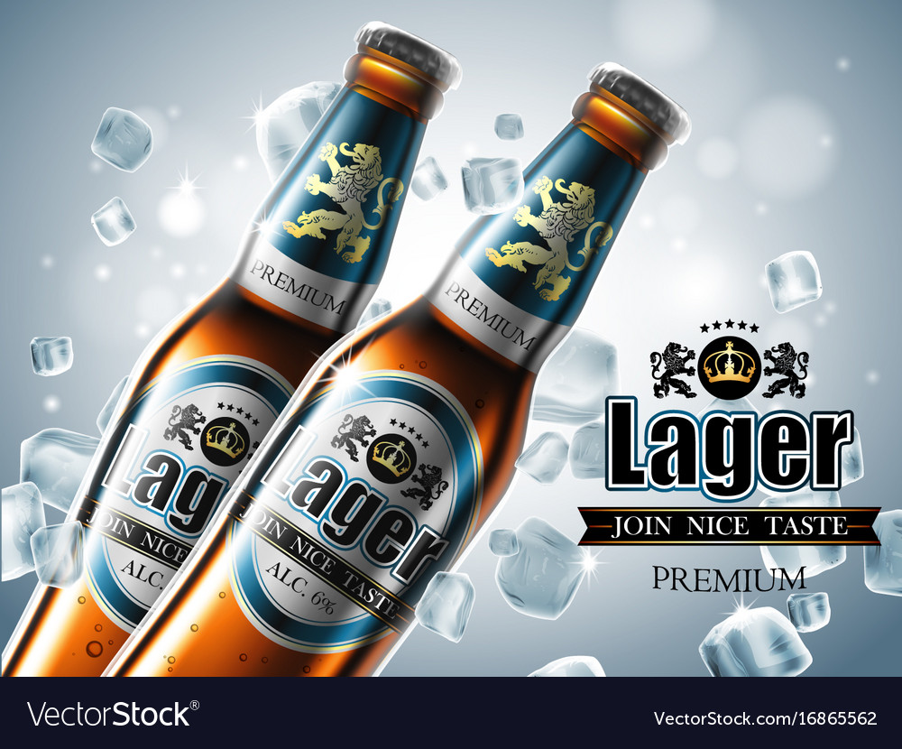 Design of advertising beer with two bottles