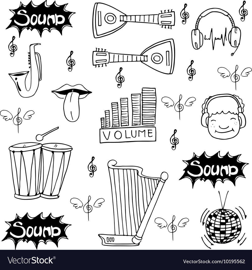 Doodle music set stock collection