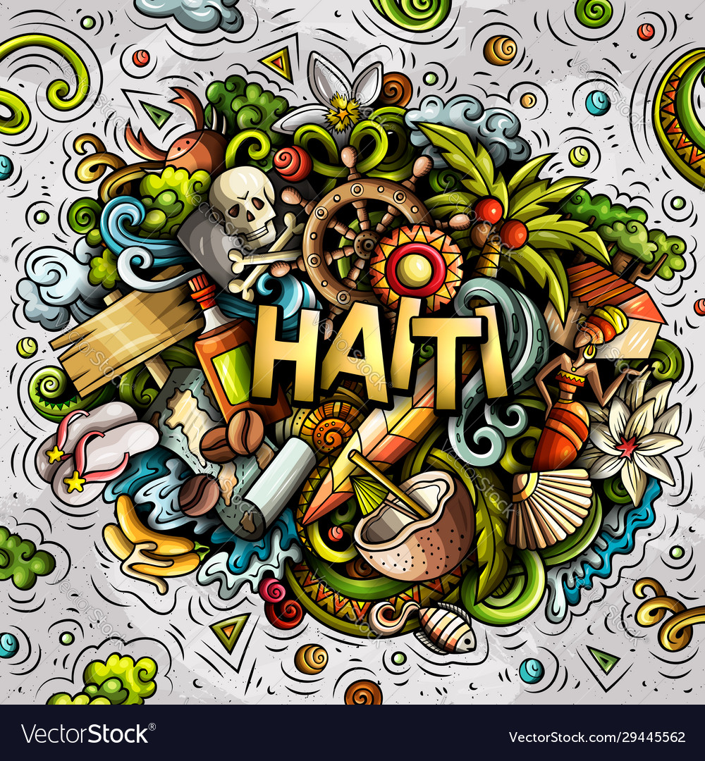 Haiti hand drawn cartoon doodles Royalty Free Vector Image