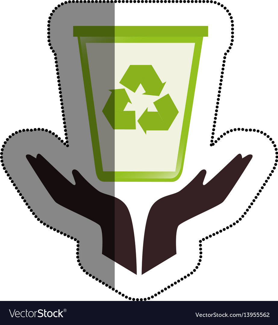 Hands human with recycle bin