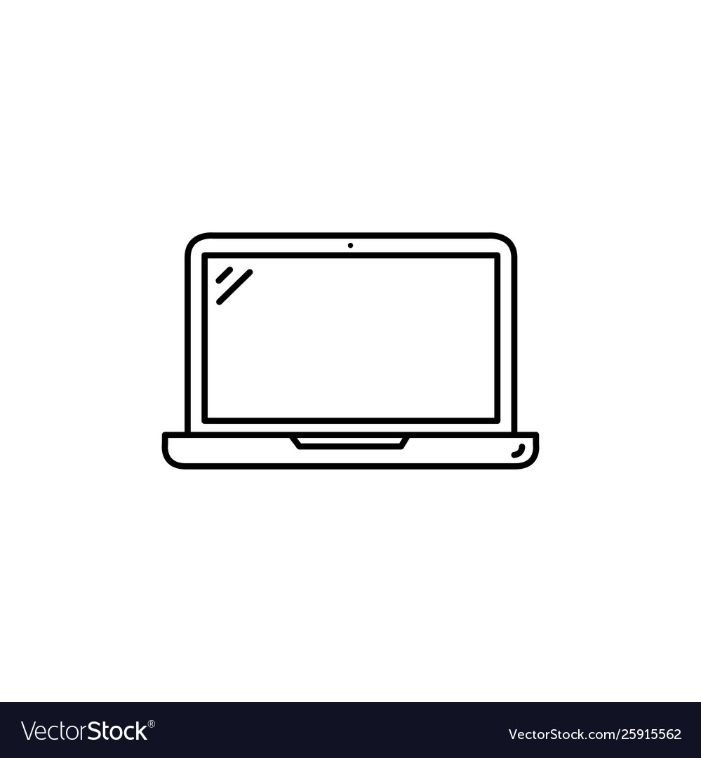 Laptop line icon in flat style for app ui