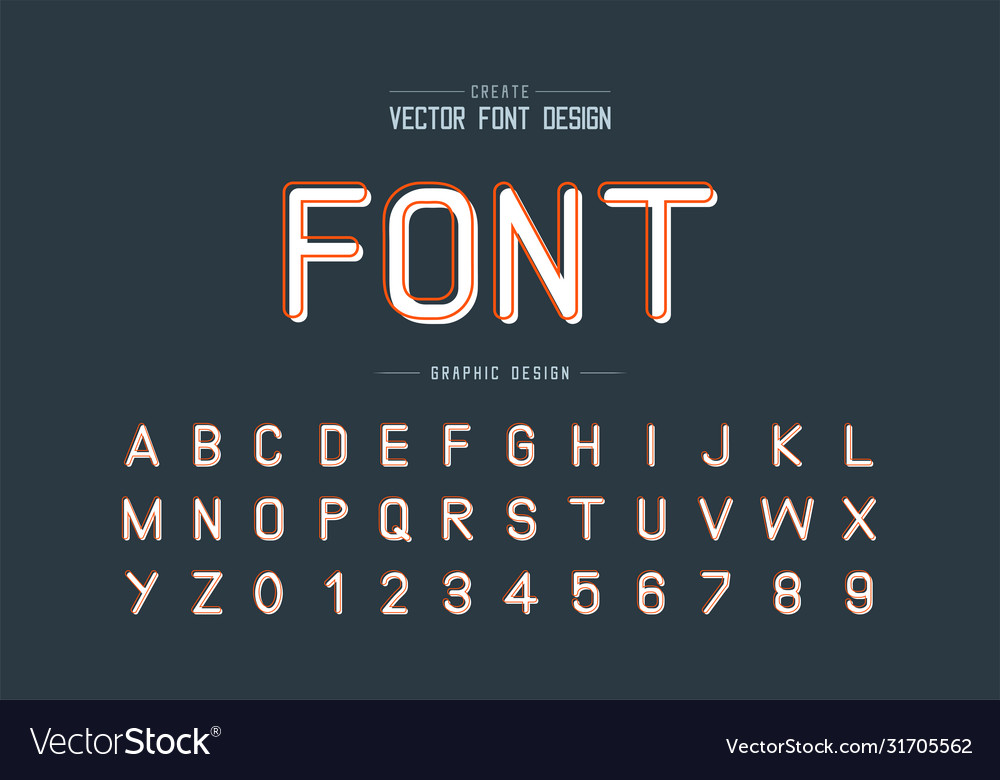 Line font with white shadow and alphabet Vector Image