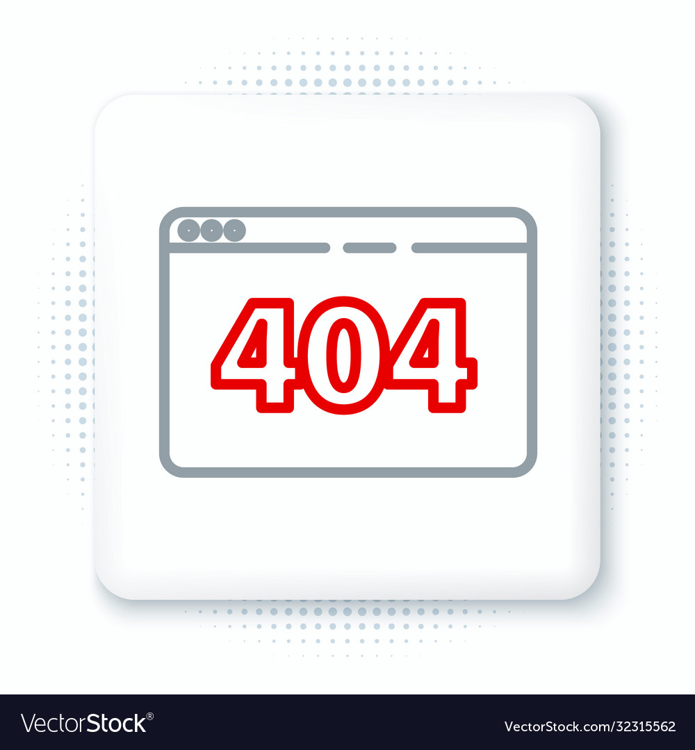 Line page with a 404 error icon isolated on white vector image Line page with a 404 error icon isolated on white