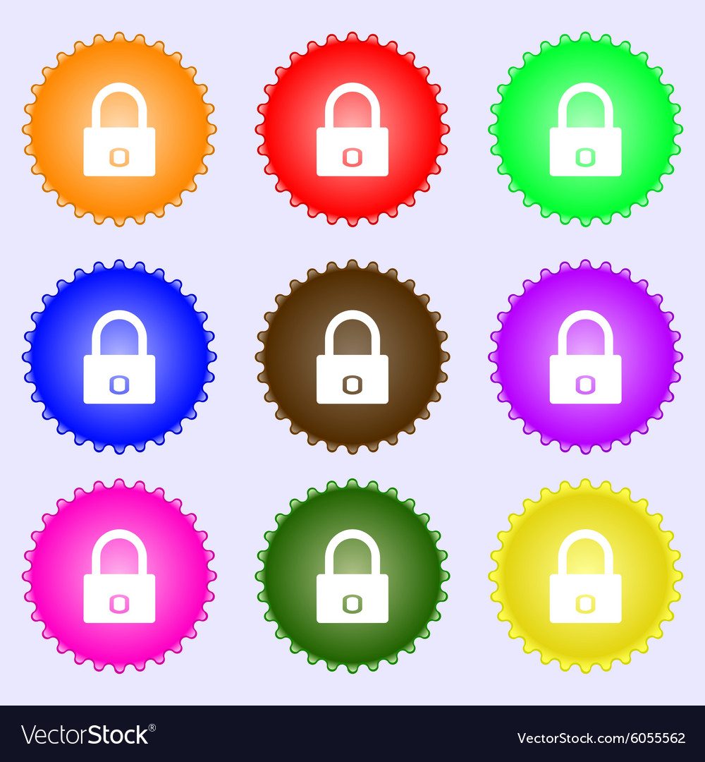 Lock sign icon locker symbol a set of nine Vector Image