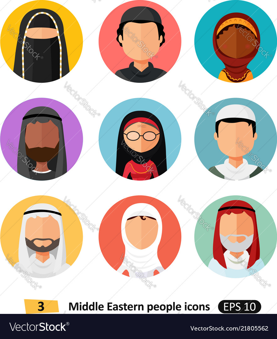 Flat Icon Avatar Bundle: Middle Eastern People