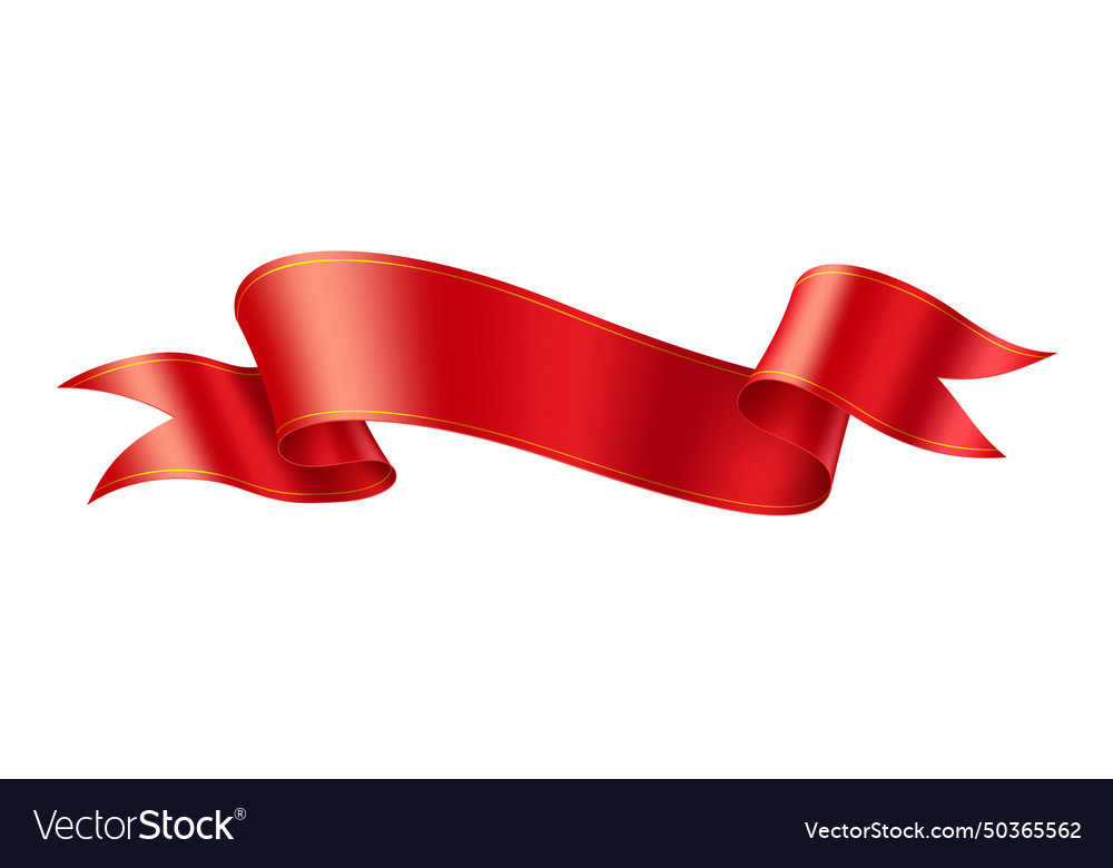 Mockup red ribbon realistic on white