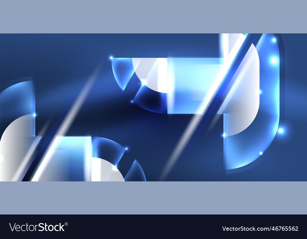 Neon round shapes lines and triangle elements hi vector image Neon round shapes lines and triangle elements hi