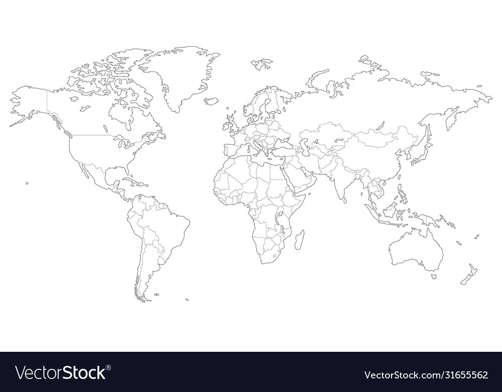 Outlined map world Royalty Free Vector Image - VectorStock