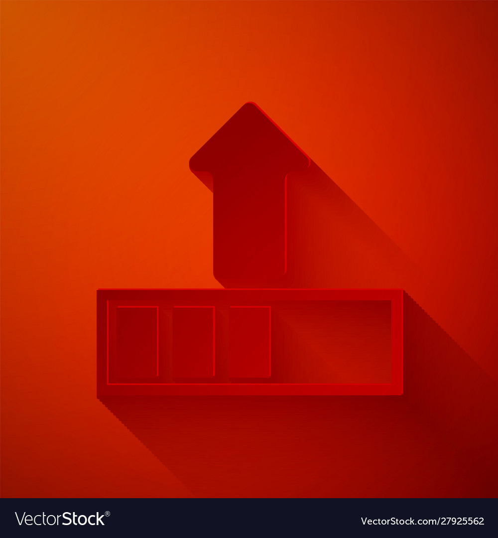 Paper cut loading icon isolated on red background