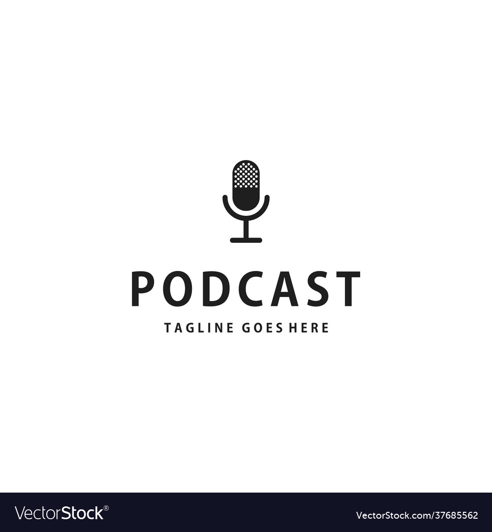 Podcast minimalist black logo design Royalty Free Vector