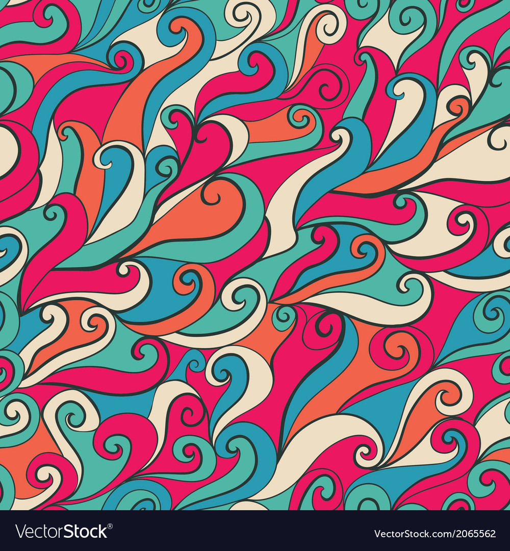 Seamless wave hand-drawn pattern waves background