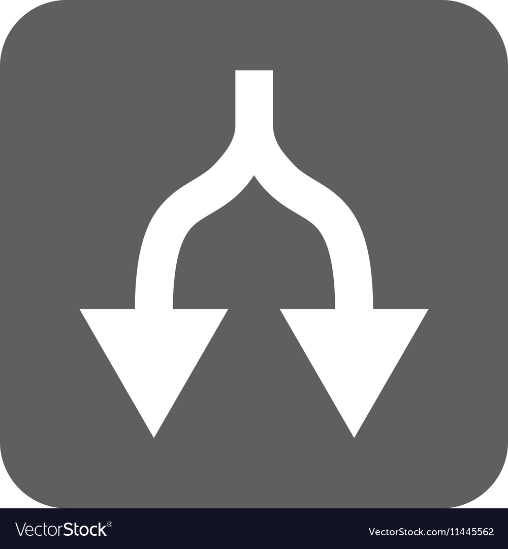 Split arrows down flat squared icon Royalty Free Vector