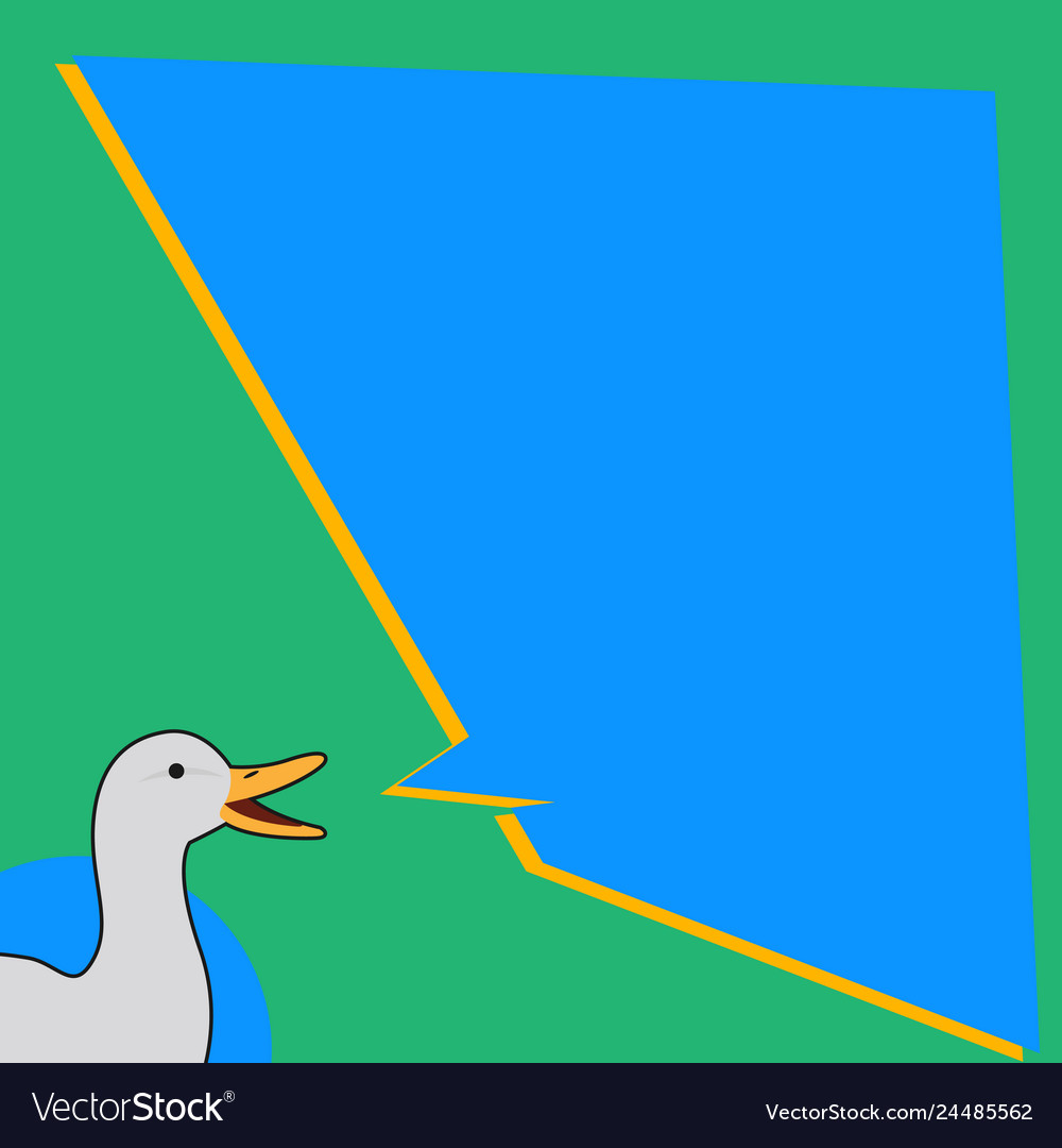 White duck talking with uneven shape speech bubble vector image White duck talking with uneven shape speech bubble