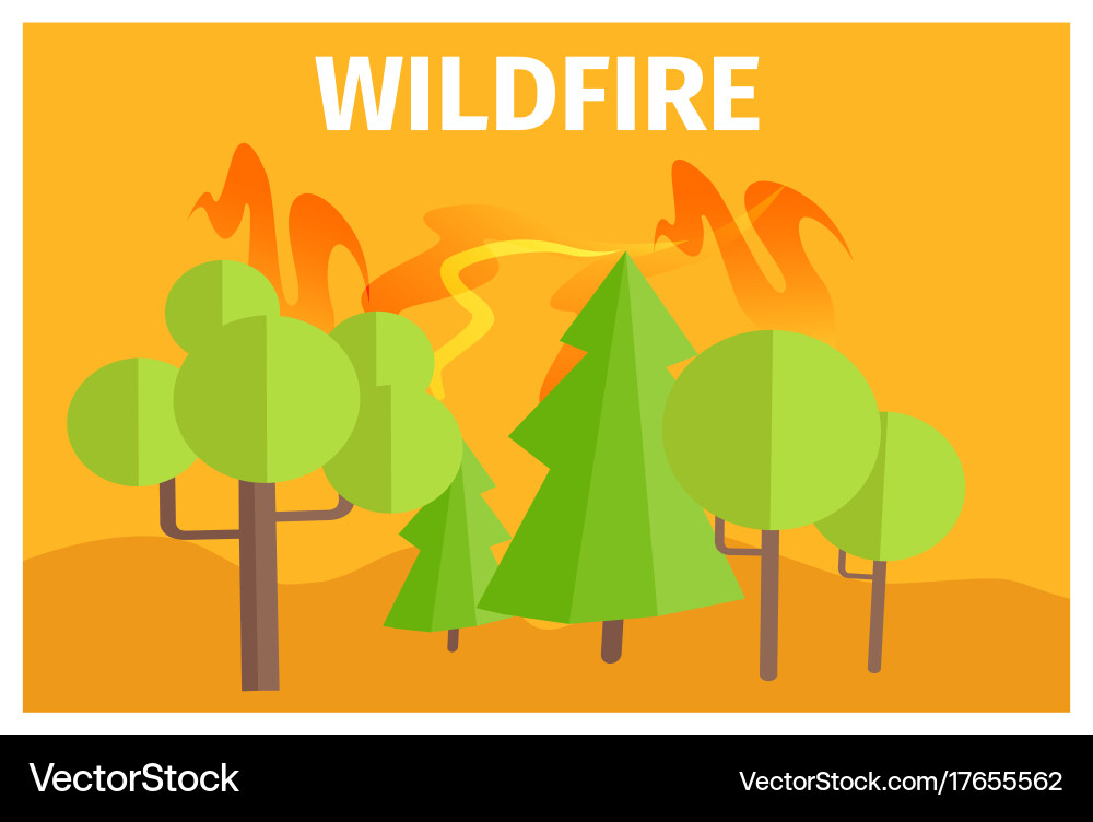 Wildfire Warning Ecology Themed Cartoon Poster Vector Image
