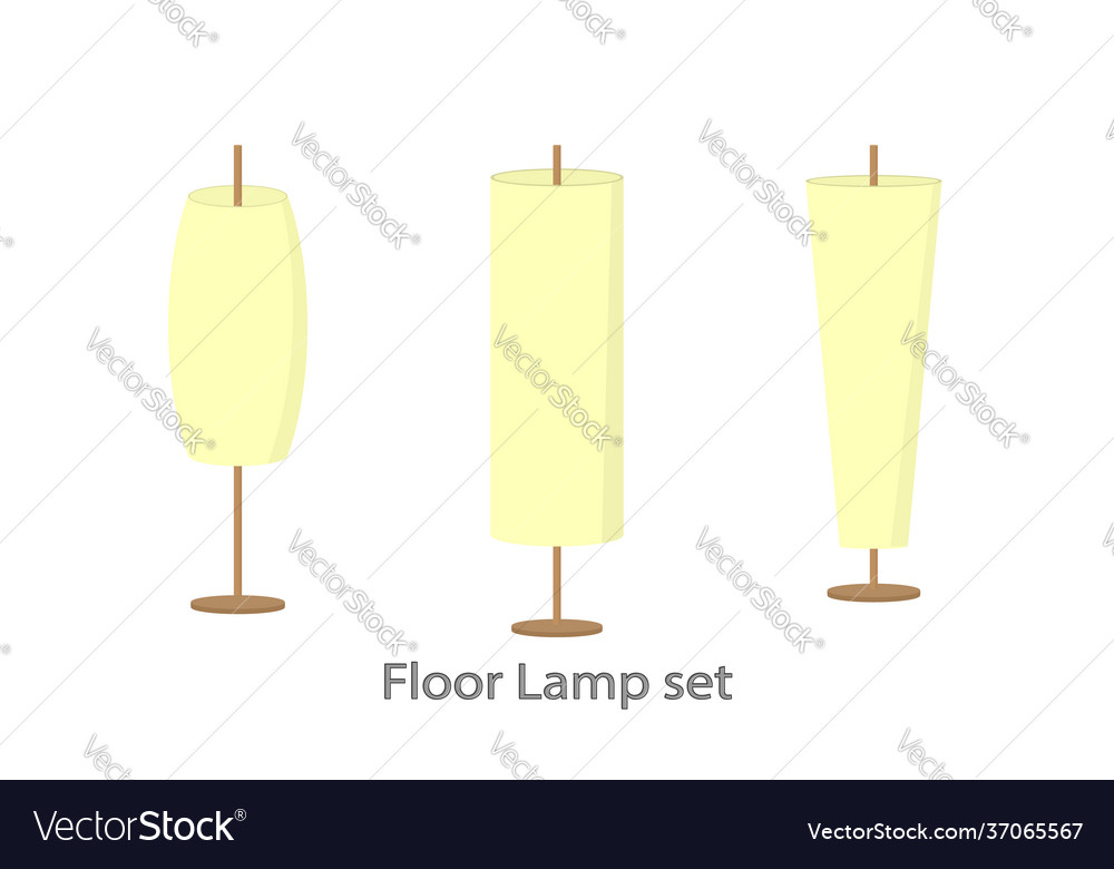 A set yellow floor lamps conical cylindrical