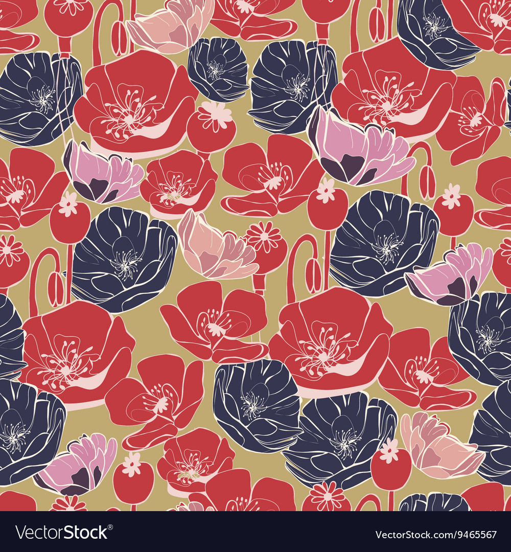 Beautiful poppy flowers pattern background