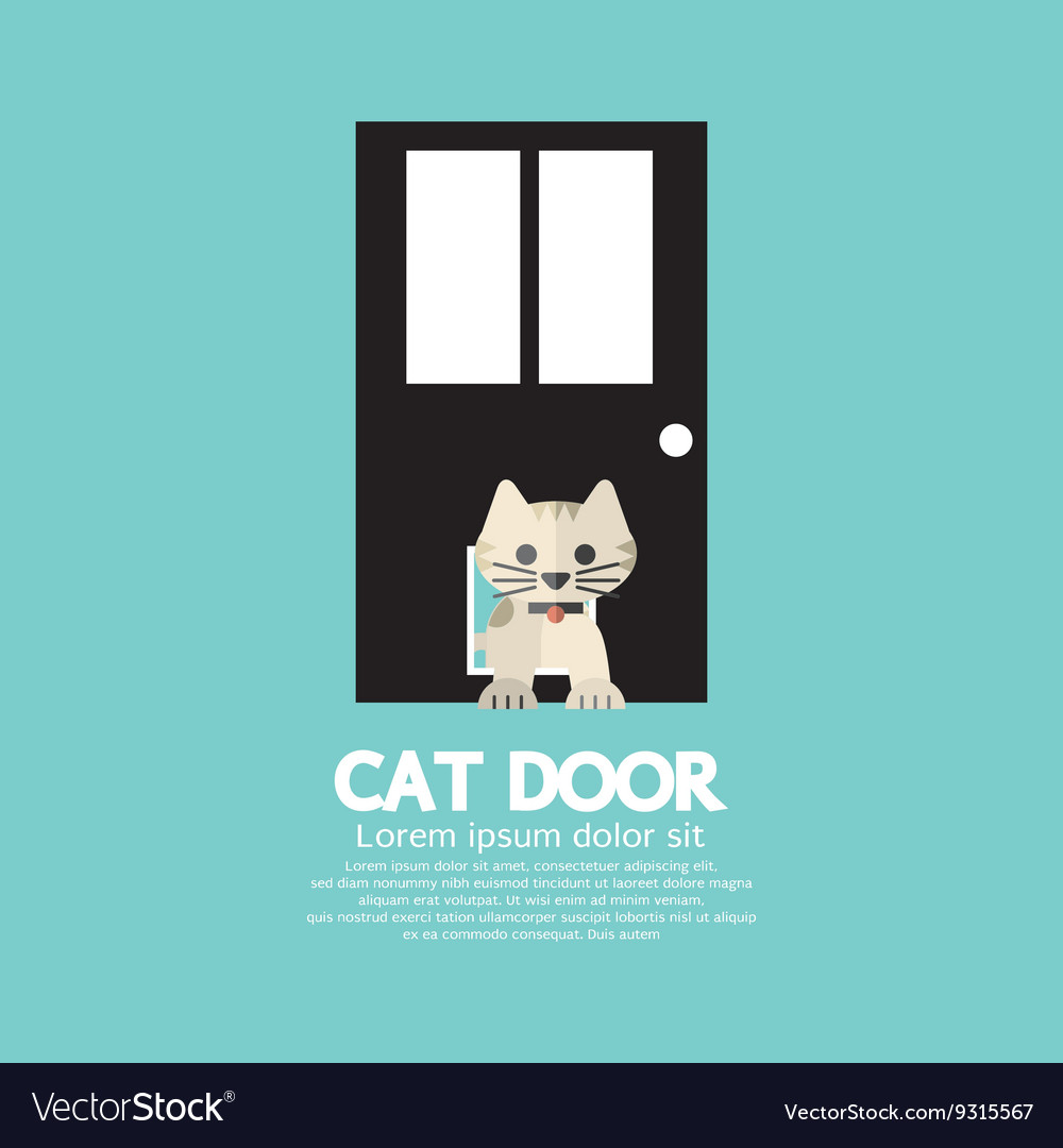 Cat passing through the door for