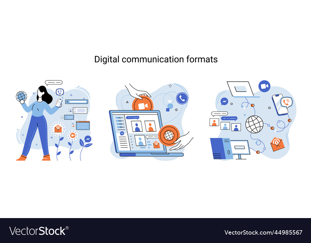Digital communication formats metaphor content vector image Digital communication formats metaphor content