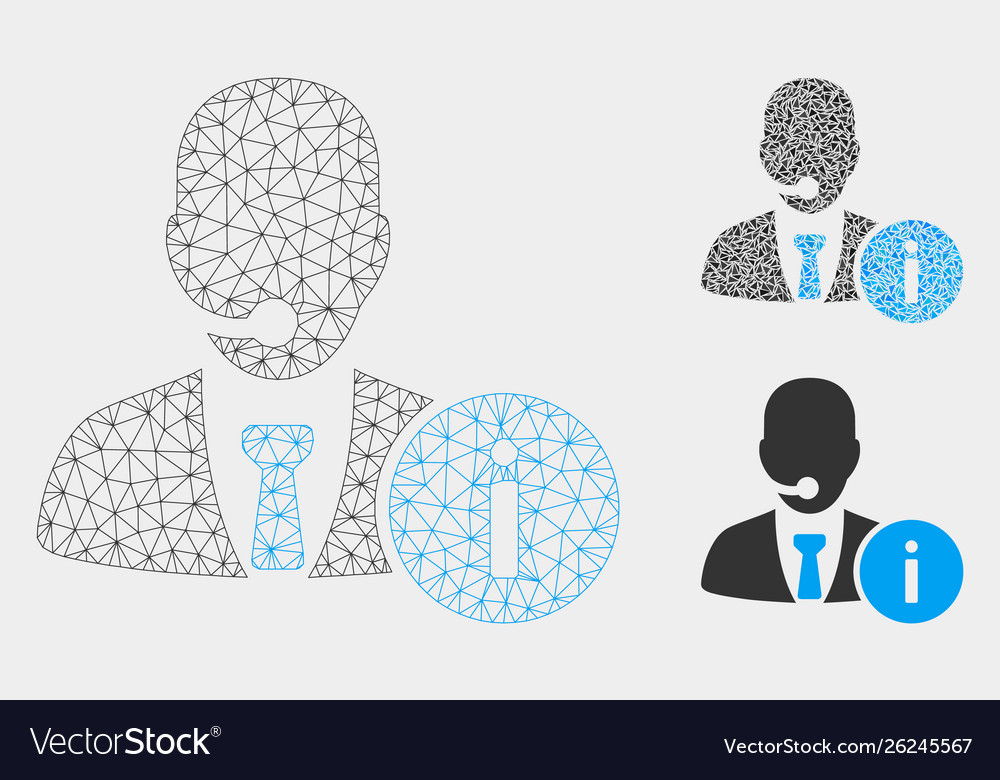 Help desk manager mesh wire frame model vector image Help desk manager mesh wire frame model