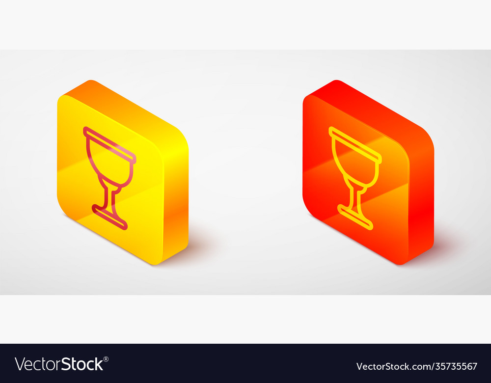 Isometric line holy grail or chalice icon isolated