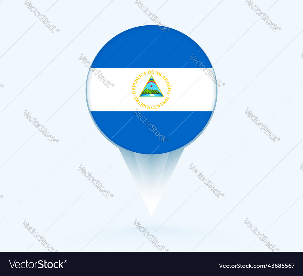 Map pointer with flag of nicaragua