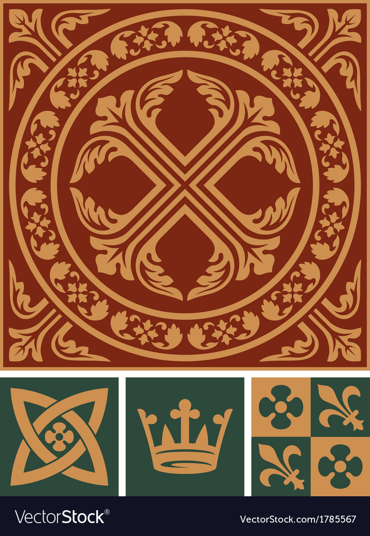 Middle ages ornament set Royalty Free Vector Image