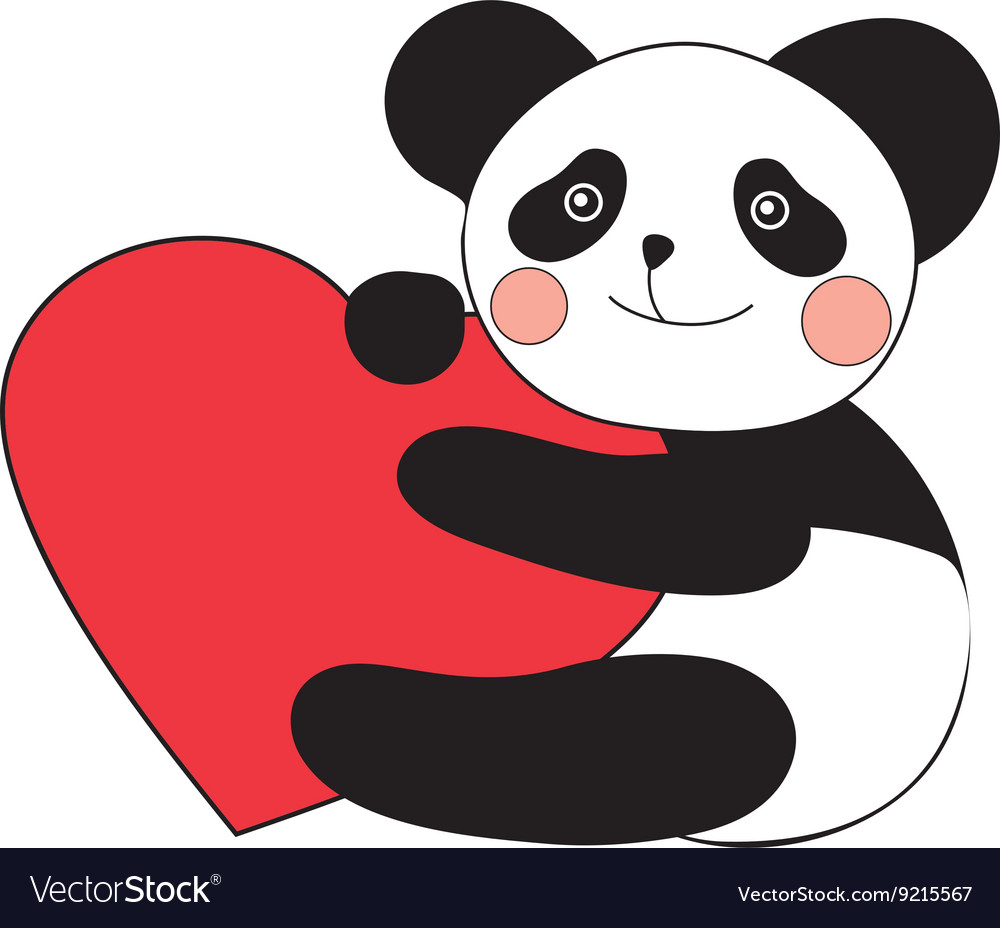 Premium Photo  Kawaii panda with heart for valentine's day