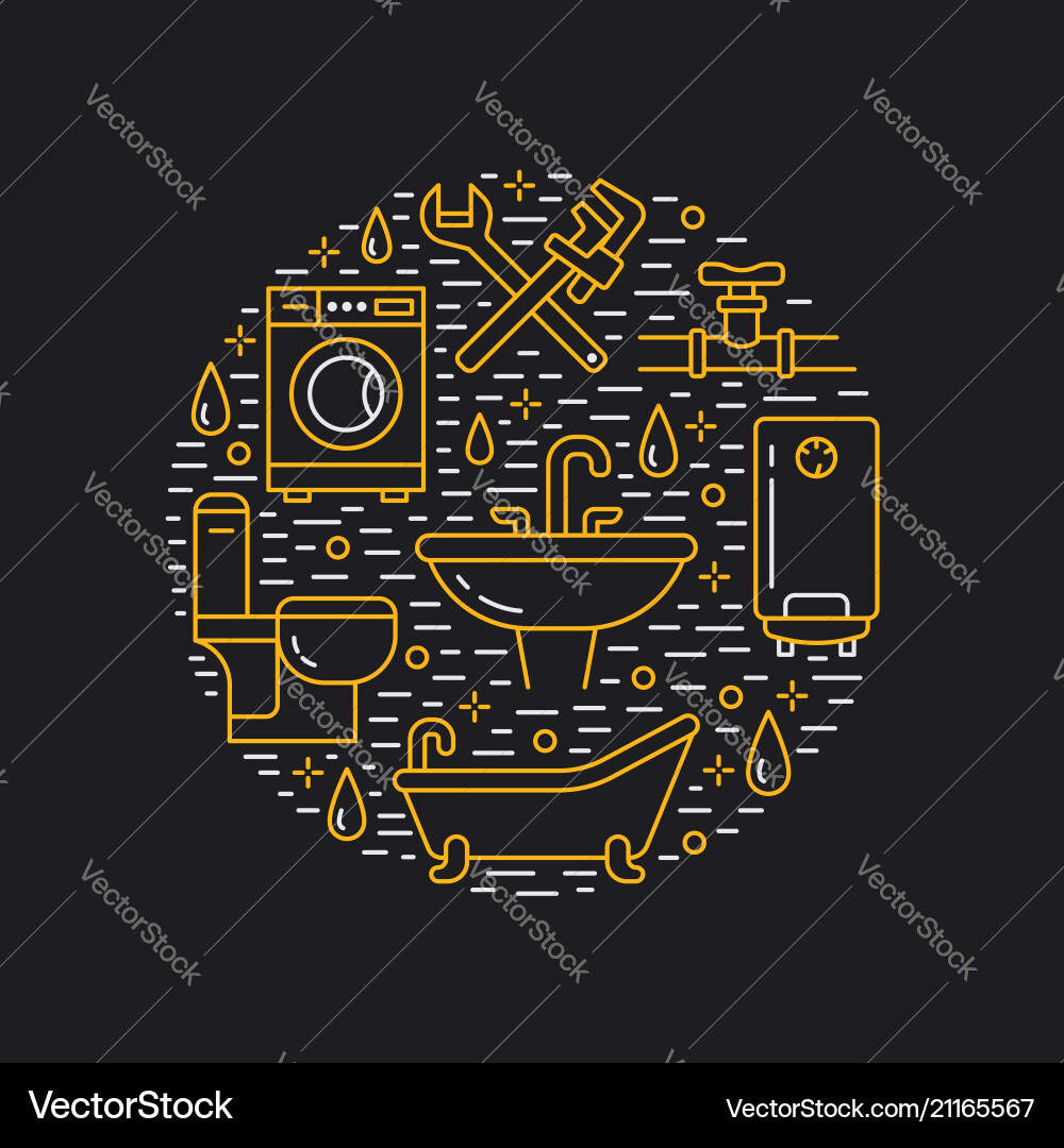 Plumbing Service Banner Line Royalty Free Vector Image