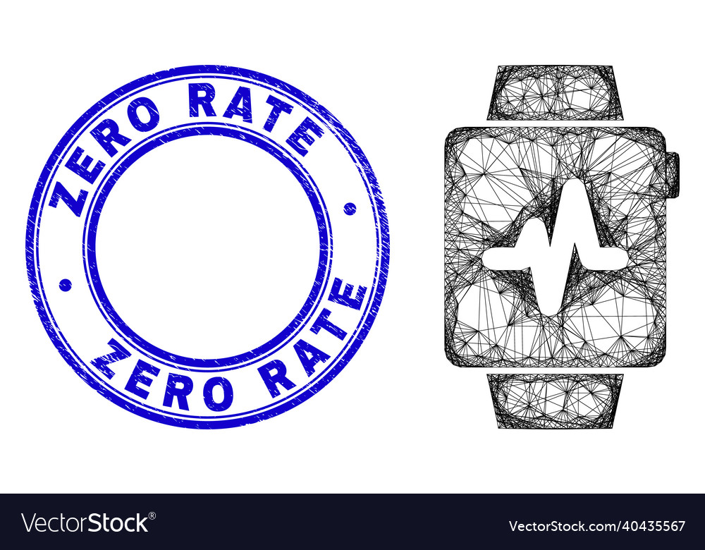 Scratched zero rate badge and network irregular vector image Scratched zero rate badge and network irregular